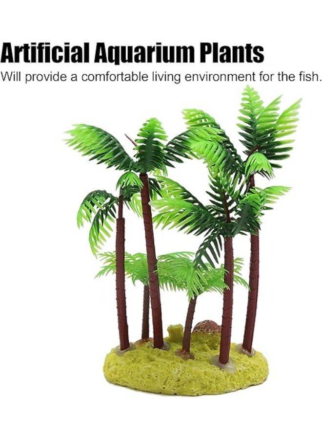 Simulate mini coconut tree fish tank landscaping Decor Plastic Bonsai Plant for DIY Micro Landscape and for Terrariums Fairy Gardens and Miniature Gardening Props.1PCS